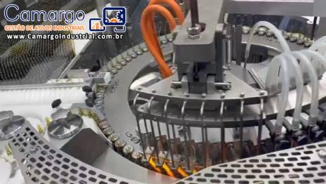 Envasadora rotativa e seladora para ampolas de vidro injetveis em inox 316 L Bausch 24.000 unid / hora