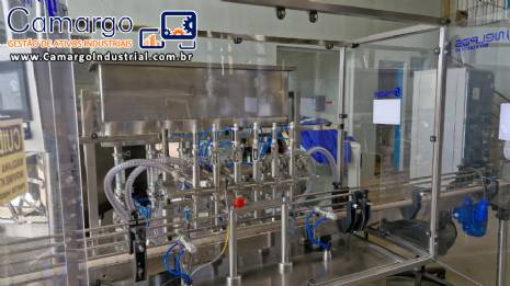 Linha de envase para cosméticos com alimentador de fracos envasadora Nelpas pistão rosqueadeira tecnoenvase rotuladora Tudela Linha de envase para cosméticos com alimentador de fracos envasadora Nelpas pistão rosqueadeira tecnoenvase rotuladora Tudela